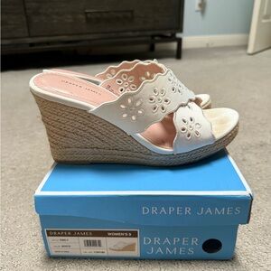 Draper James White Eyelet Wedge Sandals